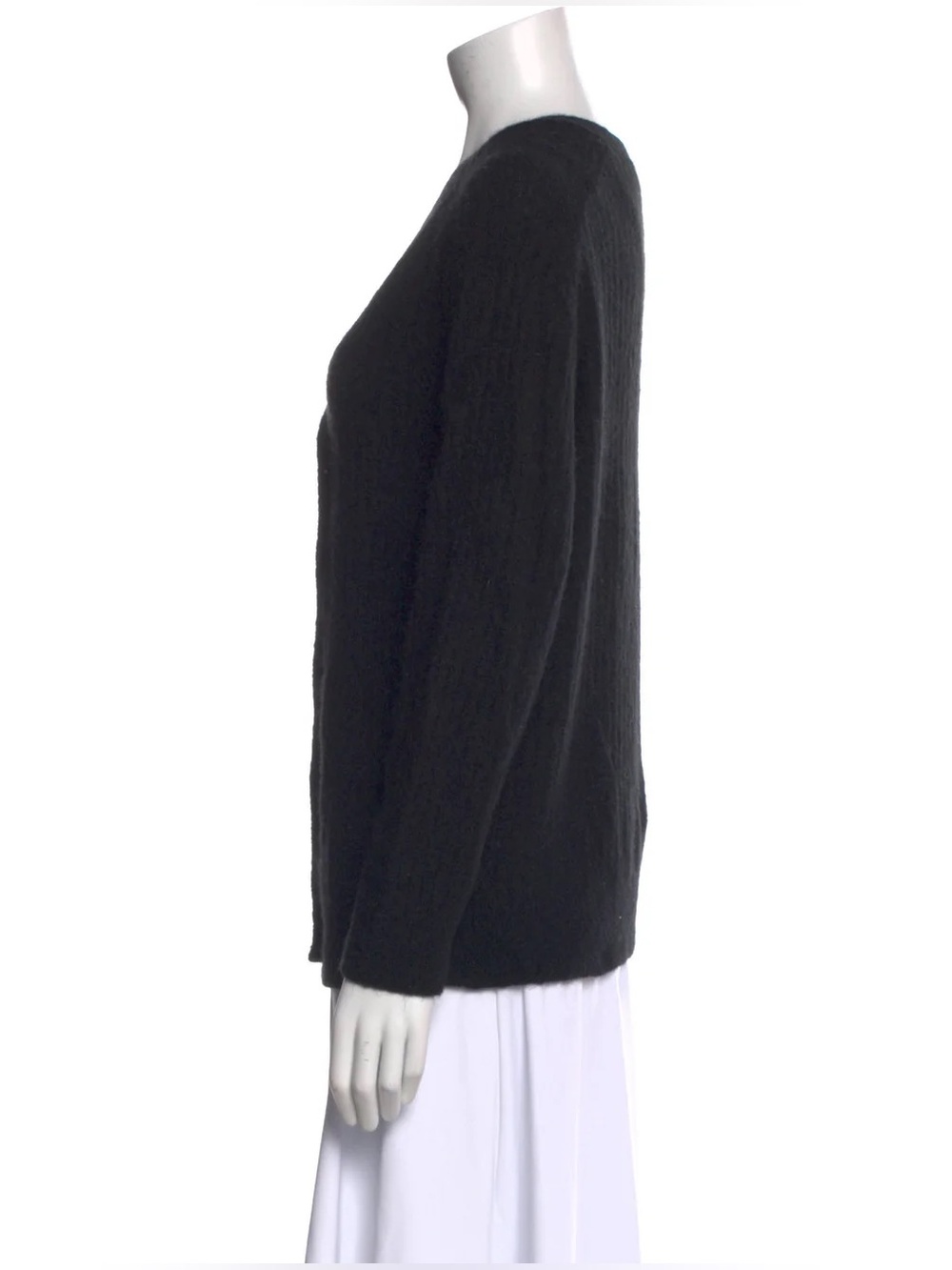 Alexander Wang V-Neck Button Alpaca Ribbed Knit Loose Cardigan Sweater Black XS - Picture 2 of 5